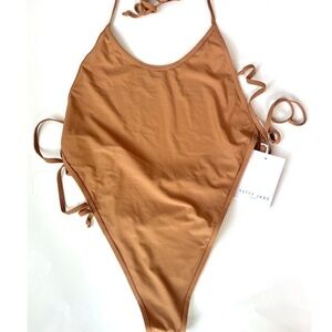 Betty Jade Carmel High waisted Side Tie Halter One Piece S XL NEW!